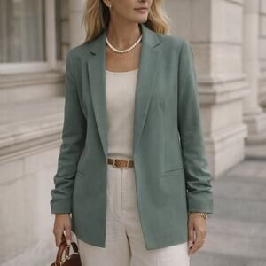 Armani Exchange Green Women's Blazer Oversized Open Front Sz 4 Jacket